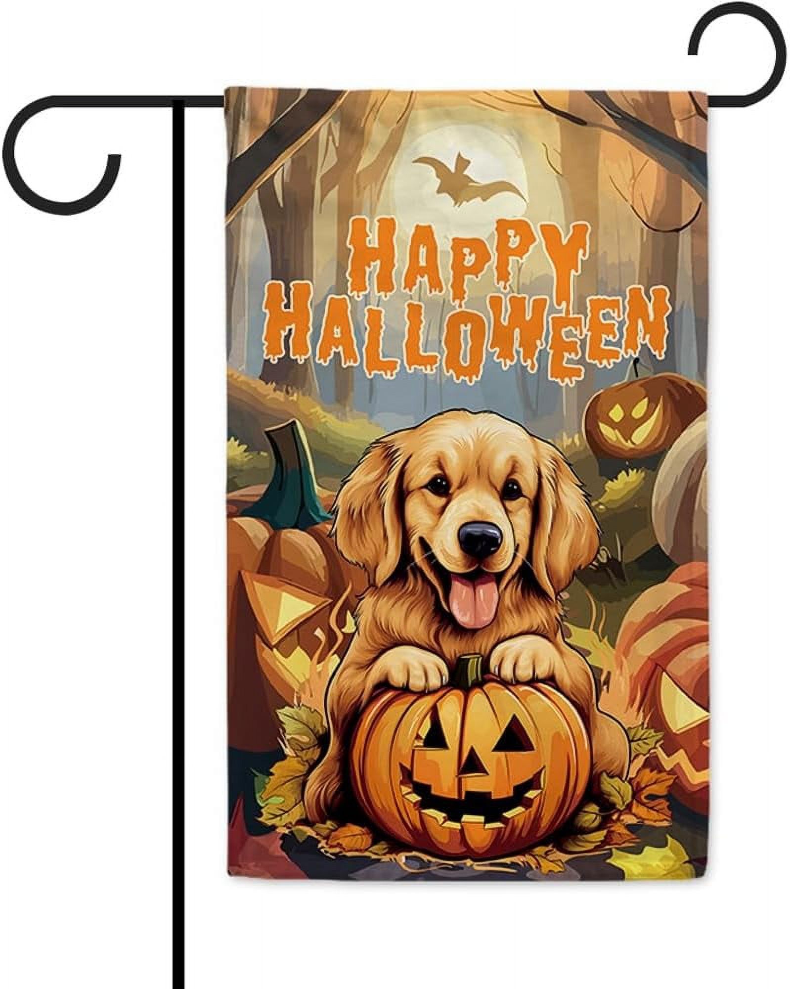 Happy Halloween Golden Retriever Dog Garden Flag Grove Decor Vertical