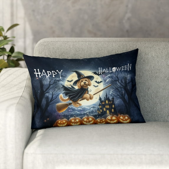 Happy Halloween Goldendoodle Witch Pumpkins Bats Pillowcase Double Sided Doodle Dog Lover Gifts Idea Pillow Case Covers - 13012
