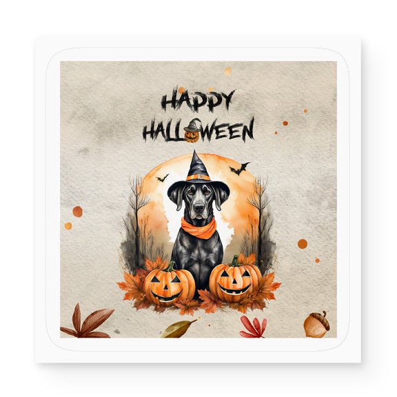 Happy Halloween Great Dane Witches Hat Pumpkin Carving Vinyl Sticker Danes Dog Lover Gifts Waterproof Decal Art Decor - 02019