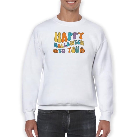 Happy Halloween Groovy Style Sweatshirt Men -Image by Shutterstock, Male 5X-Large