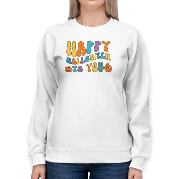 Happy Halloween Groovy Style Sweatshirt Women -Image by Shutterstock, Female 5X-Large