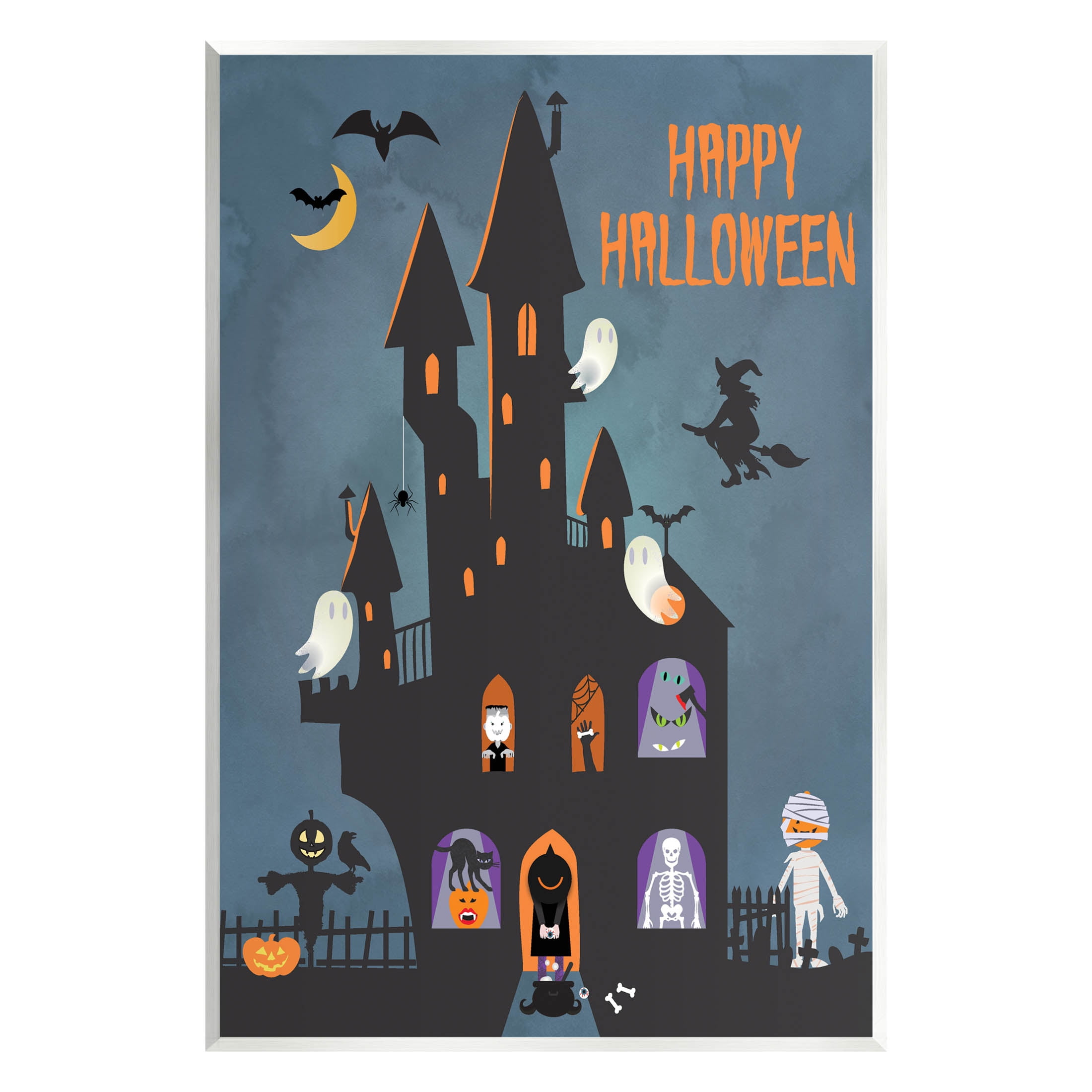 Happy Halloween Haunted Ghost House Holiday Graphic Art Unframed Art Print Wall Art