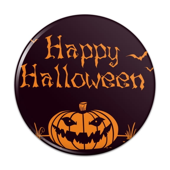 Happy Halloween Holiday Pumpkin Jack-o-lantern Bats Pinback Button Pin