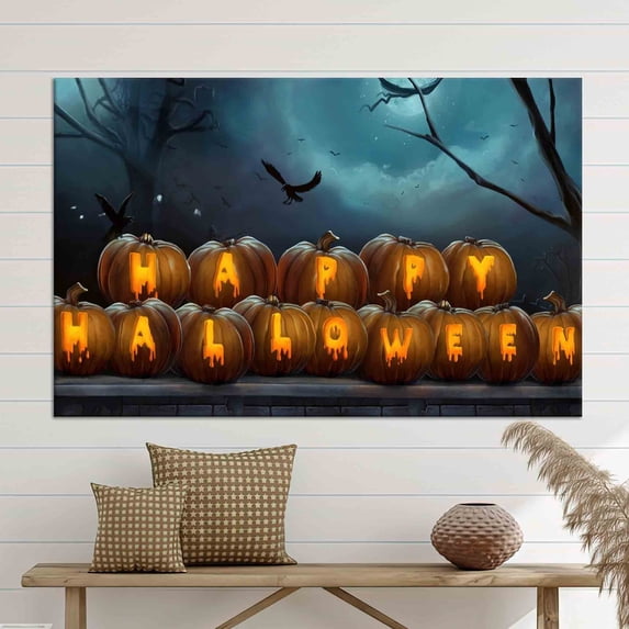 Happy Halloween, Home Decor Printed Canvas, Canvas Decor, Oversized Printed Canvas, Halloween Canvas Art, Halloween Party Canvas Poster, Canvas Wall Decor - Rolled Canvas