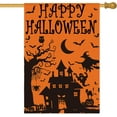 thumbnail image 1 of Happy Halloween House Flag 28x40 Inch Double Sided Outside, Haunted House Bat Witch Ghost Yard Outdoor Decorative Flag Orange, 1 of 6