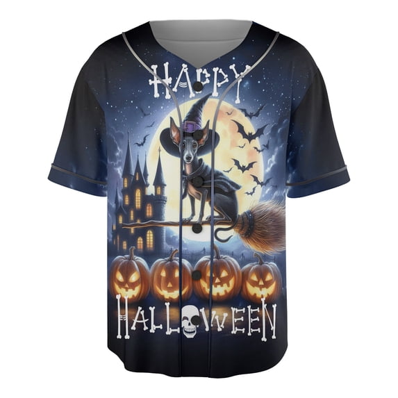 Happy Halloween Italian Greyhound Witch Pumpkins Bats All Over Print 3D Baseball Shirt Greyhound Dog Lover Softball Sport - 13012