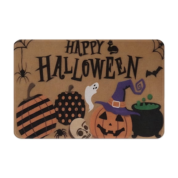 Happy Halloween Jack O'Lantern Doormat Spooky Indoor Outdoor Home Front Porch Rugs Witches Hat Brewing Carpet Gift Fall October Entrance Ornament