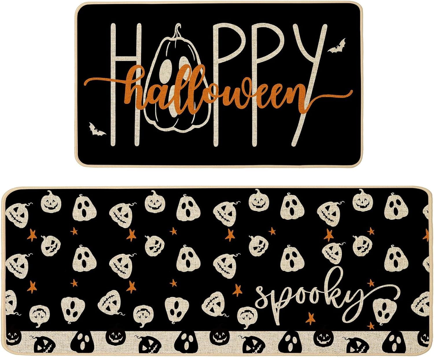 Baccessor Fall Football Pumpkins Kitchen Mats Set Of 2,Autumn Pumpkins