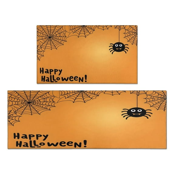 Happy Halloween Kitchen Mats Sets Of 2 Horror Pumpkin Decor Mats for Cooking Outdoor Non-Slip Sink Mats Decorations for Home Dining Room (17x47in+30x17in)