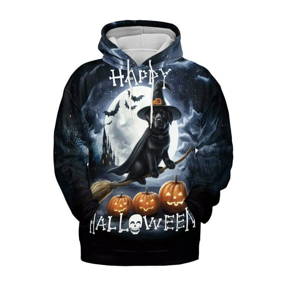 Happy Halloween Labrador Retriever Witch Pumpkins Bats All Over Print 3D Hoodie Unisex Merch Hoodies Lab Dog Lover Gifts - 13012