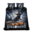 thumbnail image 1 of Happy Halloween Labrador Retriever Witch Pumpkins Bats Quilt Bedding Set Lab Dog Lover Gifts 1 Blanket Bed Cover 2 Pillowcases - 13012, 1 of 5