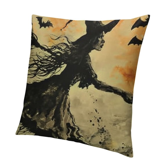 Happy Halloween Linen Pillow Covers Fall Pumpkins Pattern Retro Square Pillow Cover Halloween Party Cushion Case for Couch Bed Car Decoration