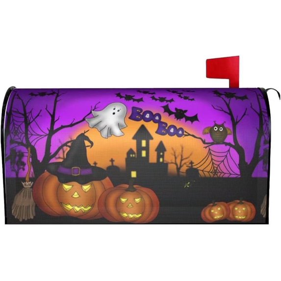 Happy Halloween Mailbox Covers Magnetic 21" X 18" Halloween Mailbox Cover Standard Size Mailbox Wraps Post Letter Box Covers Garden Decorations Outdoor