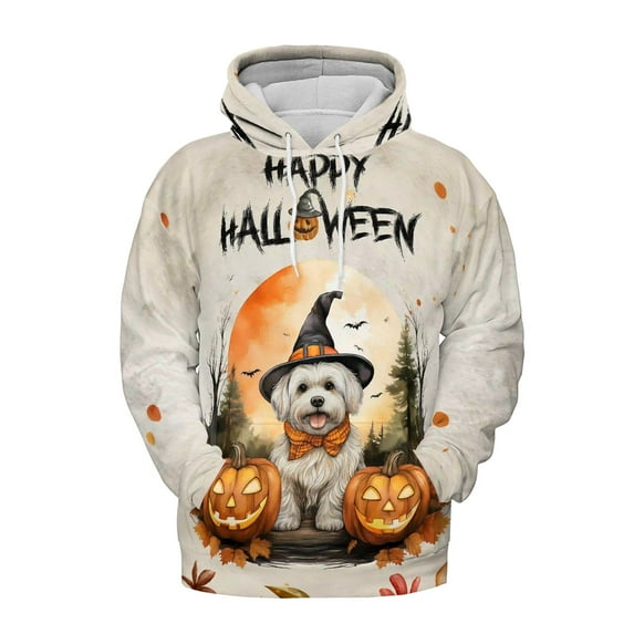Happy Halloween Maltese Witches Hat Pumpkin Carving All Over Print 3D Hoodie Unisex Merch Hoodies Maltese Dog Lover Gifts Idea - 02019
