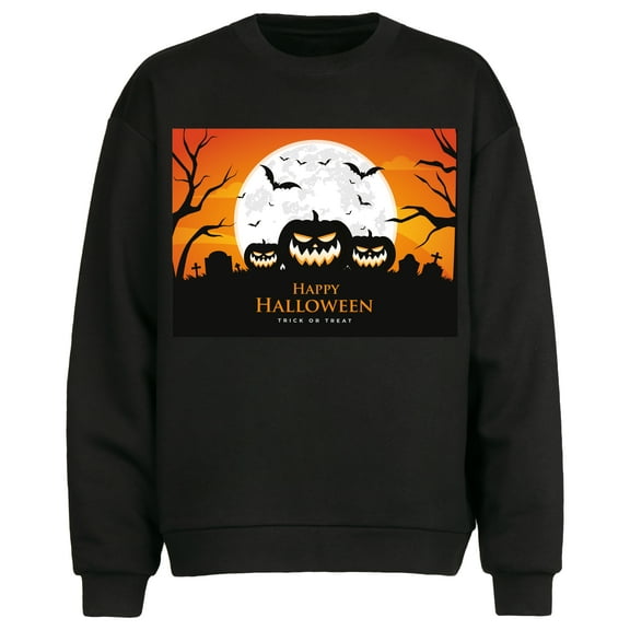 Happy Halloween Men's Crewneck Sweatshirt Solid Color, Sizes L-3XL