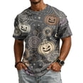 thumbnail image 1 of Happy Halloween Men's Short Sleeve T-Shirt, Cute Ghost Pumpkin Spiderweb Pattern Crew Neck Stylish Autumn Streetwear Tees, 1 of 5