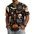 thumbnail image 1 of Happy Halloween Men's Short Sleeve T-Shirt, Cute Ghost Pumpkin Spiderweb Pattern Crew Neck Stylish Autumn Streetwear Tees, 1 of 5