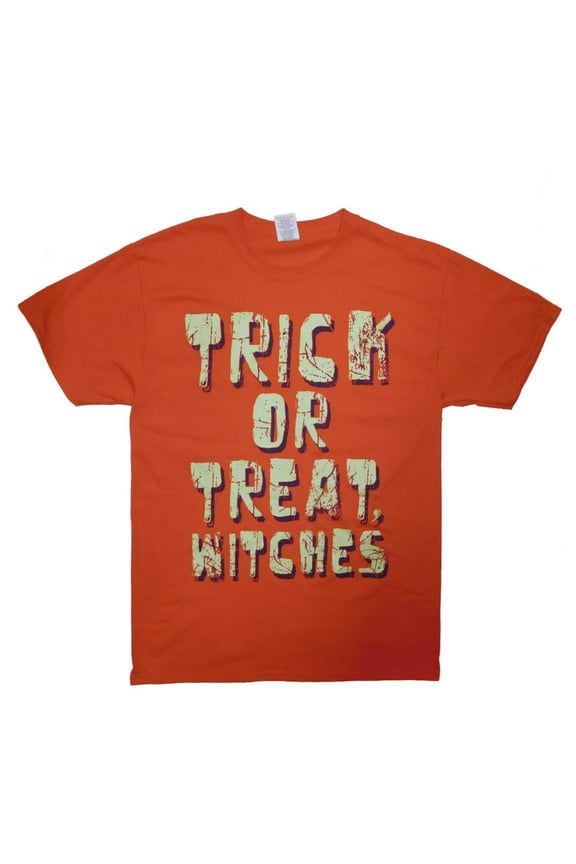 Happy Halloween Mens Orange Glow In The Dark Trick Or Treat Witches T-Shirt 2X