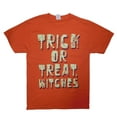 thumbnail image 1 of Happy Halloween Mens Orange Glow In The Dark Trick Or Treat Witches T-Shirt S, 1 of 1