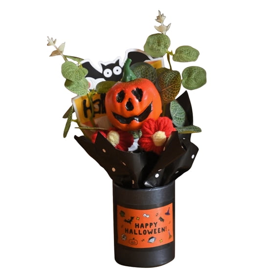 Happy Halloween Mini Pumpkin Decor Set, Tiny Artificial Pumpkin Figurines Assorted Sizes for Tabletop Shelf Desk Office Party Fall Thanksgiving Home Accent Ornament