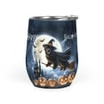 thumbnail image 1 of Happy Halloween Newfoundland Witch Pumpkins Bats 12oz Stainless Steel Wine Tumbler Insulated Cup with Lid Newfie Dog Lover Gifts - 13012, 1 of 5