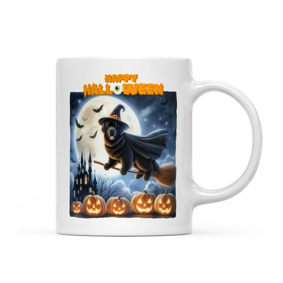 Happy Halloween Newfoundland Witch Pumpkins Bats Mug Newfie Dog Lover Gifts Coffee Tea Cup - 13012