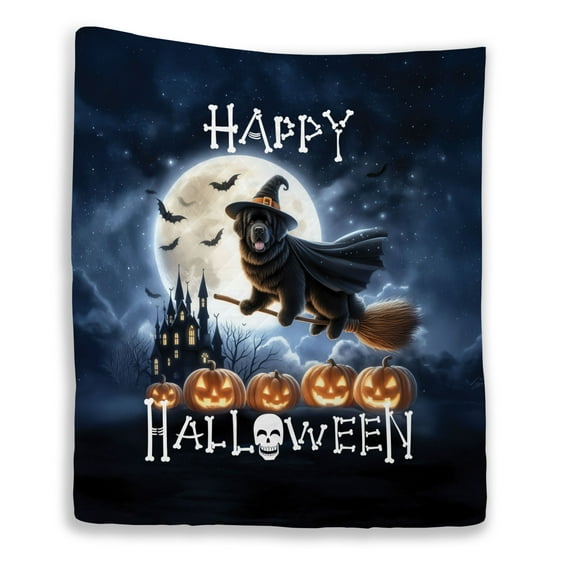 Happy Halloween Newfoundland Witch Pumpkins Bats Quilt Blanket Newfie Dog Lover Gifts Cozy Comforter Throw Blanket - 13012