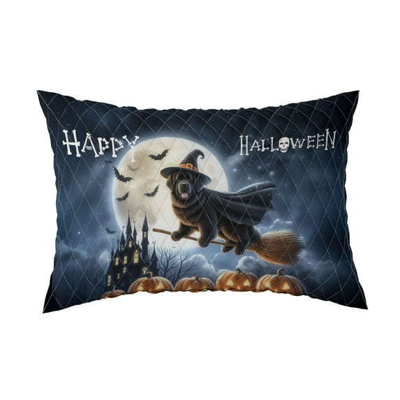 Happy Halloween Newfoundland Witch Pumpkins Bats Quilt Pillowcase Newfie Dog Lover Gifts Throw Pillow Cover Bed Home Decor - 13012