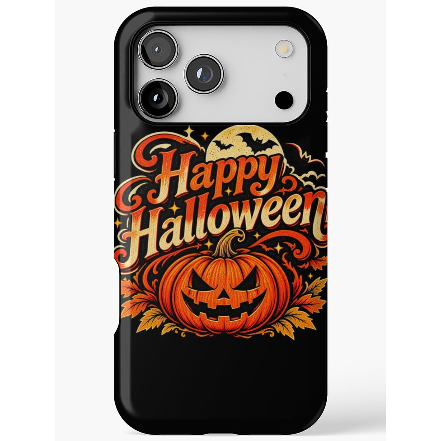 Happy Halloween Orange Jack-O'-Lantern, Bats and Moon Tough Case for ...