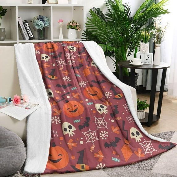Happy Halloween Pattern Blanket,Comfortable Soft Flannel Throw Blanket,All Season,Warm Lightweight Blankets for Sofa Bed Couch Living Room Chair,40"x50"