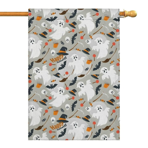 Happy Halloween Pattern Fall Garden Flags 28"x40" Double Side,Small Yard Flags for Outside,Outdoor Fall Decor,Autumn Funny Garden Flag Yard Decoration