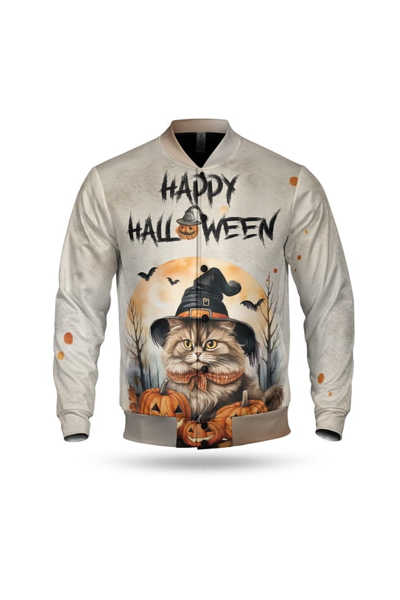 Happy Halloween Persian Witches Hat Pumpkin Carving All Over Print 3D Baseball Jacket Cat Lover Kitten Owner Gifts Bomber Jacket Softball - 02019