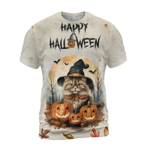 Happy Halloween Persian Witches Hat Pumpkin Carving All Over Print 3D Shirt Unisex Merch Cat Lover Kitten Owner Gifts - 02019