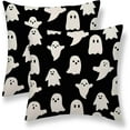 thumbnail image 1 of Happy Halloween Pillow Covers 18x18 Set of 2, Halloween White Ghost Decorative Throw Pillow Covers Holiday Farmhouse Outdoor Black Pillowcase for Couch Sofa Home Decor, 1 of 4