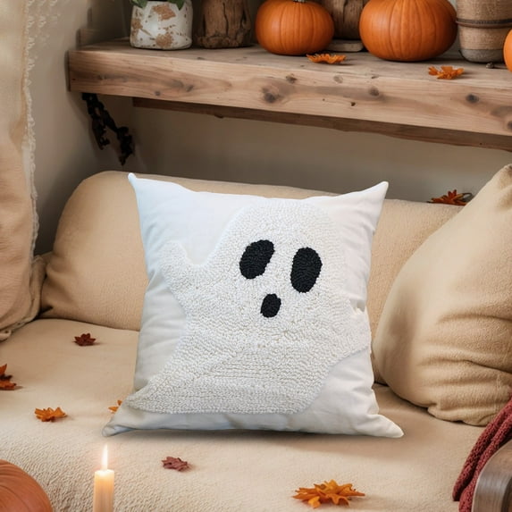 Happy Halloween Pillow Covers Ghost Cushion Cover Rectangular Halloween Throw Pillow Case Rectangular for Bed Sofa Home Pillowcase