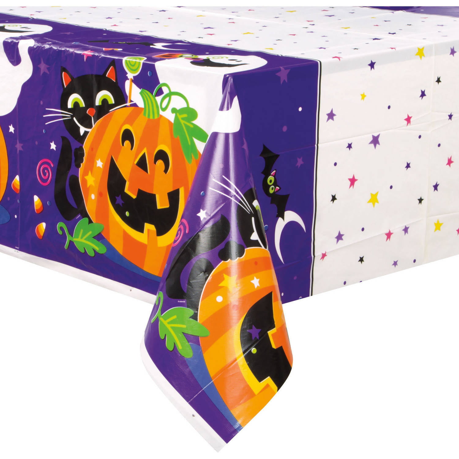 Halloween Plastic Table Cover, Pumpkin, Multicolor, 84“ x 54“, by