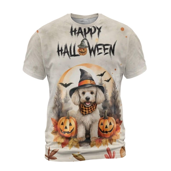 Happy Halloween Poodle Witches Hat Pumpkin Carving All Over Print 3D Shirt Unisex Merch Poodles Dog Lover Gifts Idea - 02019