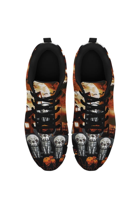 Happy Halloween Pug Costume Running Shoes Sneakers Mesh Black Size 3.5