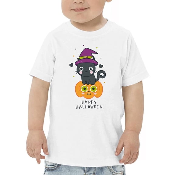 Happy Halloween Pumpkin And Cat T-Shirt Toddler -Image by Shutterstock,  2 Toddler
