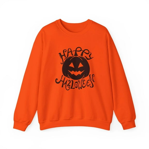 Happy Halloween Pumpkin Crewneck Sweatshirt, Unisex Fall Fashion, Cozy