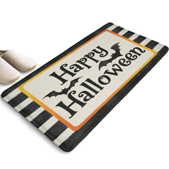 Happy Halloween Pumpkin Doormat,Durable Absorbent Floor Entryway Rug 17x31.5 Inch Pumpkin Skull Bat Spider Switch Rug for Bedroom Living Room