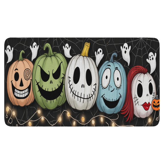 Happy Halloween Pumpkin Front Door Mat,Home Decor Floor Entryway Rug 17x30 Inch Ghost Boo Spooky Floor Mats for Bedroom Living Room