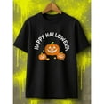thumbnail image 1 of Happy Halloween Pumpkin Graphic Tee For Party And Everyday Wear Casual Short Sleeve Round Neck Black S-5XL, 1 of 5