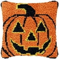 thumbnail image 1 of Happy Halloween Pumpkin Latch Hook kits Pillow Printed Canvas Cushion Crochet Yarn Needlework Hook Latch Kit DIY Embroidery Pillowcase Rug Cover Home Sofa Christmas Decoration 43x43cm(8), 1 of 7