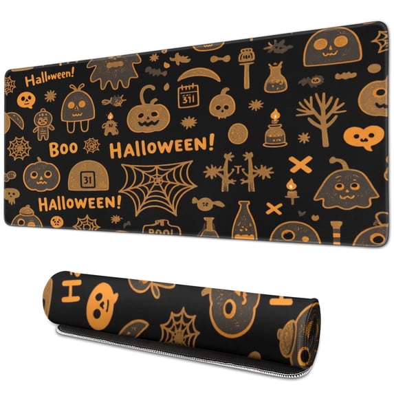 Happy Halloween Pumpkin Mouse Pad,Rectangle Large NonSlip Rubber Base Mousepad for Laptop Office Gaming Mouse Pad for Gaming Gift (31.5x11.8in)