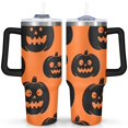 thumbnail image 1 of Happy Halloween Pumpkin Mug with Handle and Straws 40 oz Vacuum Insulated Halloween Travel Cup Birthday Present for Women Girls Daughter Mom Gifts for Him/Her Coffee Mugs, 1 of 7