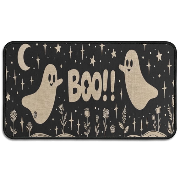 Happy Halloween Pumpkin Non Slip Washable Door Mat Ghost Boo Spooky Doormat Plain the Indoor Door Mat/Outdoor Crystal Velvet 30x17 Inches