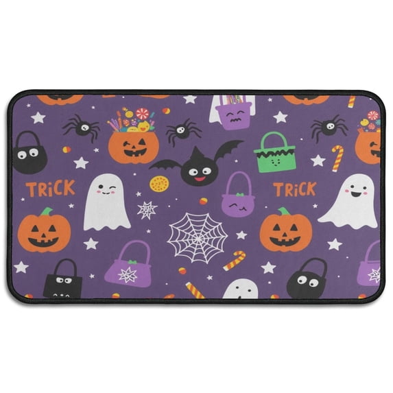 Happy Halloween Pumpkin Non Slip Washable Door Mat Horror Pumpkin Ghost Doormat Retro for Entry Floor Mat Set Living Room Bedroom Bathroom Crystal Velvet 30x17 Inches