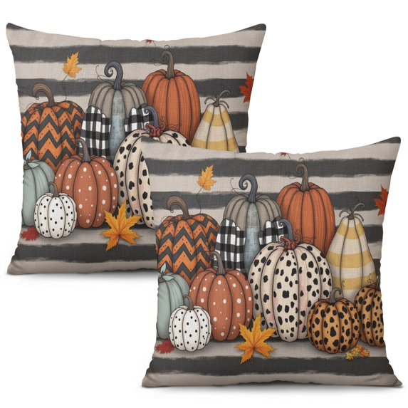 Happy Halloween Pumpkin Throw Pillow Cases Ghost Boo Pillow Cases Throw Cushion Cover Cushion Cases for Living Room Decor,18x18 Inch (2Pcs)
