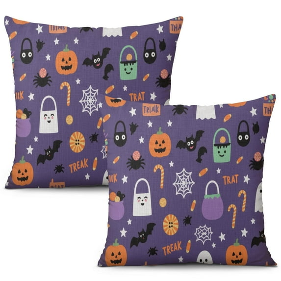 Happy Halloween Pumpkin Throw Pillow Covers Ghost Boo Pillow Cases Throw Cushion Cover Cushion Cases for Home Office Halloween Decor,20x20 Inch (2Pcs)